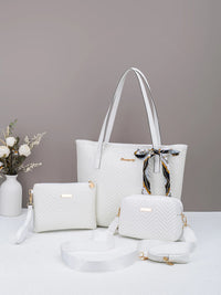SaneShoppe - Wave pattern daily commuting large capacity tote bag handbag four piece set fashion trend personality change camera bag