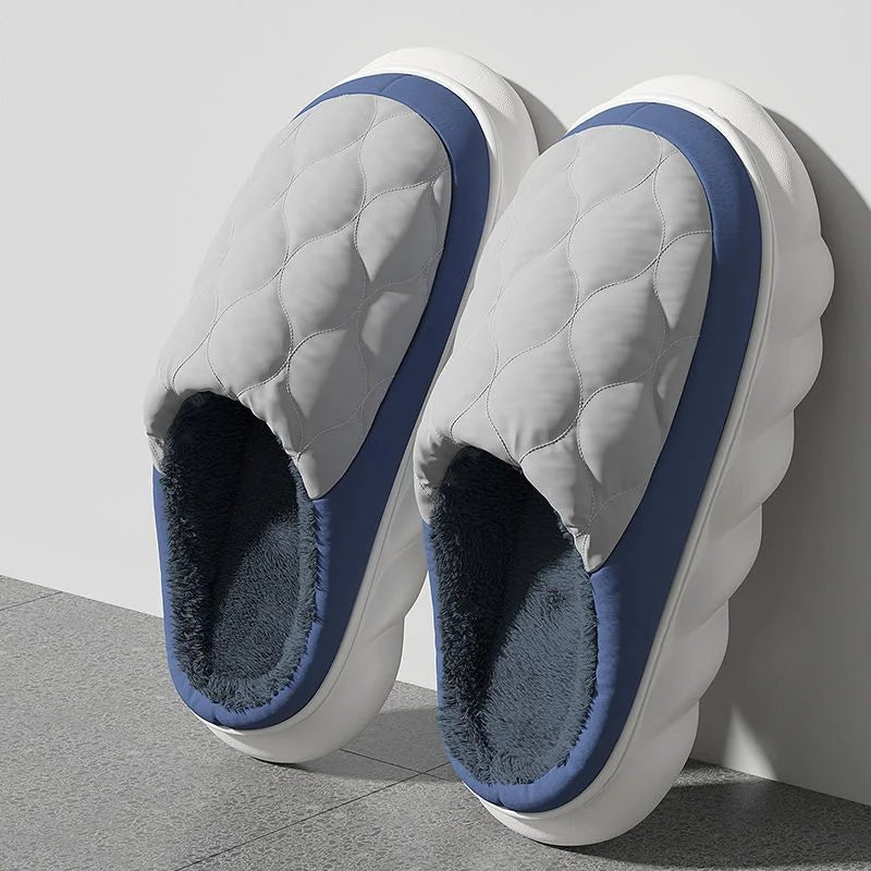SaneShoppe - Winter Casual Men's Slippers Indoor Waterproof Home Shoes Fur Flat Warm Fashion Couples Bedroom Houseshoes Large size 48/49
