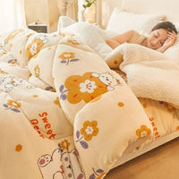 SaneShoppe - Winter Lamb Wool Plush Dense Blanket Thick and Warm Double Plush Delicate Cotton Quilt Single and Double Dormitories Comforter