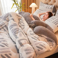 SaneShoppe - Winter Lamb Wool Plush Dense Blanket Thick and Warm Double Plush Delicate Cotton Quilt Single and Double Dormitories Comforter
