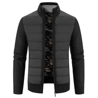 Men's Winter Fleece Cardigan - Warm Patchwork Knit Sweater Coat