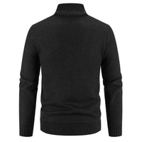 Men's Winter Fleece Cardigan - Warm Patchwork Knit Sweater Coat