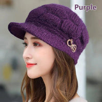 SaneShoppe - Winter Warm Hat Knitted Hat Casual Fashion Mom Cap Grandmother Hat Plush Thickened Fleece - Lined Warm Wool Christmas Gift