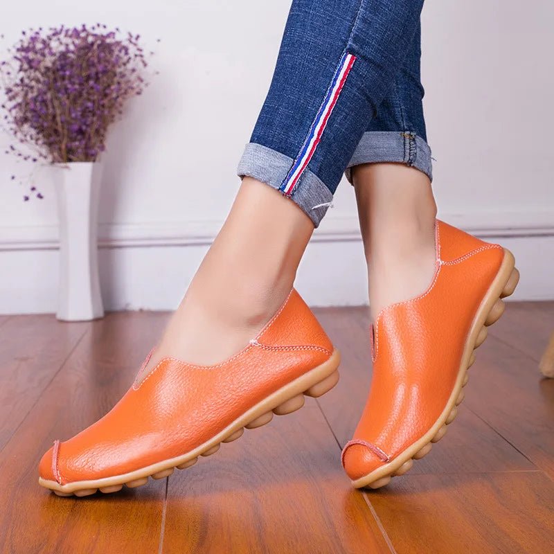 SaneShoppe-Colorful Soft Genuine Leather Women's Loafers Slip-On Shoes