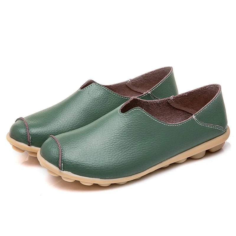 SaneShoppe-Colorful Soft Genuine Leather Women's Loafers Slip-On Shoes