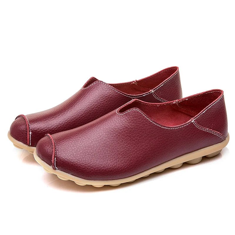 SaneShoppe-Colorful Soft Genuine Leather Women's Loafers Slip-On Shoes
