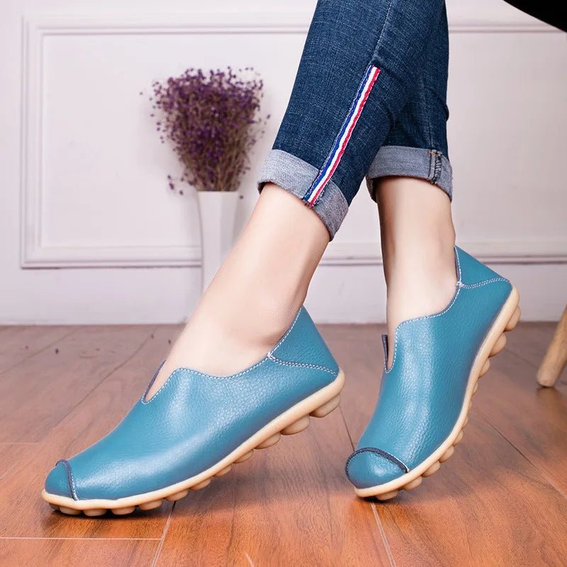 SaneShoppe-Colorful Soft Genuine Leather Women's Loafers Slip-On Shoes