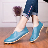 SaneShoppe-Colorful Soft Genuine Leather Women's Loafers Slip-On Shoes
