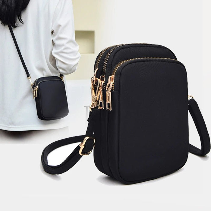 SaneShoppe-Black Mini Crossbody Bag for Women - Multifunctional Phone Purse with Zipper