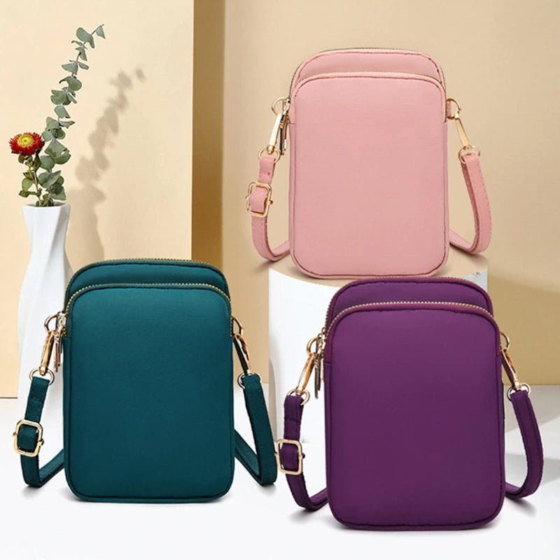 SaneShoppe-Black Mini Crossbody Bag for Women - Multifunctional Phone Purse with Zipper
