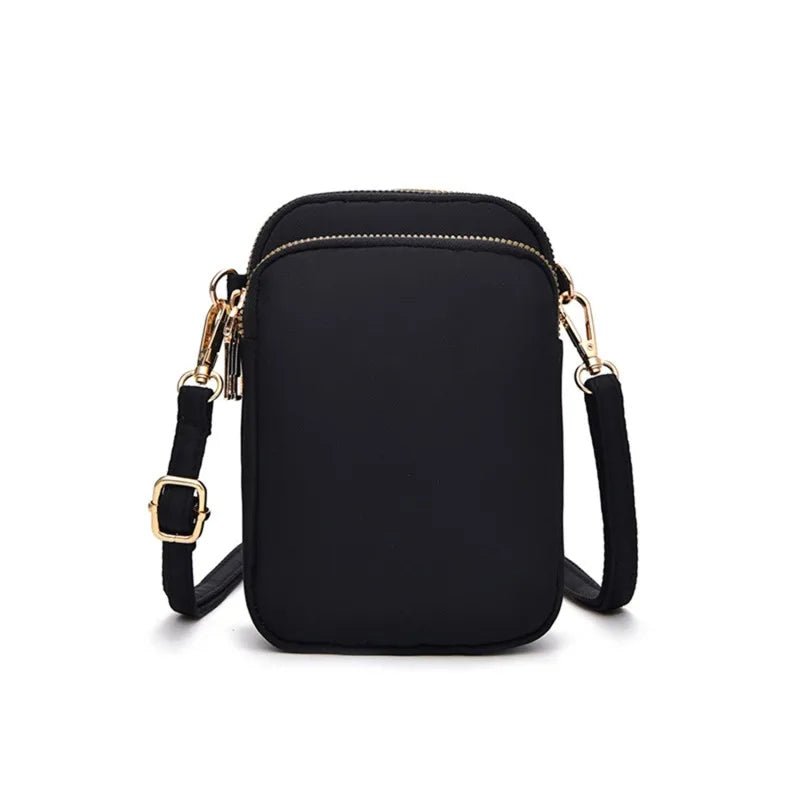 SaneShoppe-Black Mini Crossbody Bag for Women - Multifunctional Phone Purse with Zipper