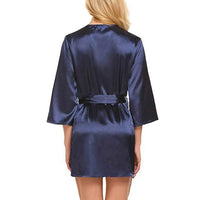 Women's Satin Kimono Robe with Lace - Bridal Wedding Wrap Nightgown Pajamas
