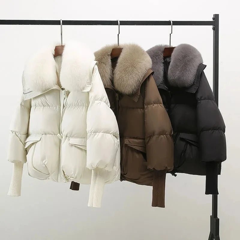 SaneShoppe-2025 New Women Winter Down Cotton Parka Coat with Larger Fur Collar
