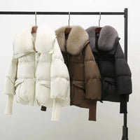 SaneShoppe-2025 New Women Winter Down Cotton Parka Coat with Larger Fur Collar