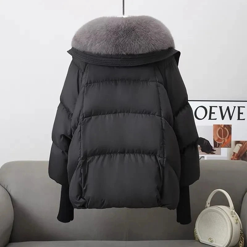 SaneShoppe-2025 New Women Winter Down Cotton Parka Coat with Larger Fur Collar
