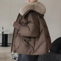 SaneShoppe-2025 New Women Winter Down Cotton Parka Coat with Larger Fur Collar