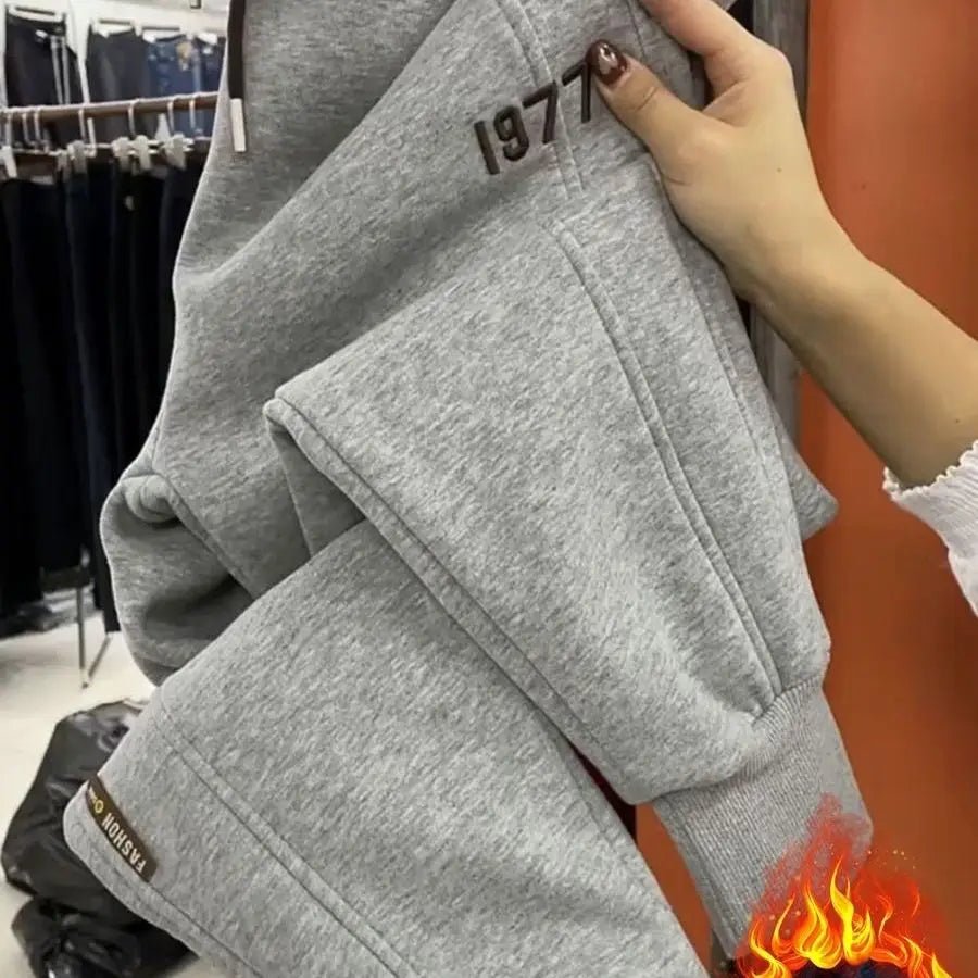 SaneShoppe-High Waist Letter Embroidered Casual Loose Trousers
