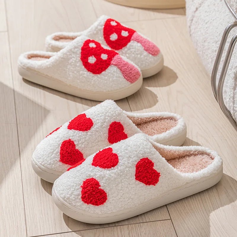 SaneShoppe-Cartoon Winter Slippers for Women, Cute Fluffy Love Flip-flops, Indoor Warm Plush Home Shoes