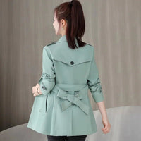 SaneShoppe-2024 New Women's Spring Jacket Double-breasted Windbreaker