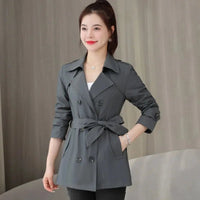 SaneShoppe-2024 New Women's Spring Jacket Double-breasted Windbreaker