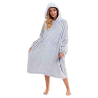 SaneShoppe - Women's Oversized Plush Hooded Poncho Blanket Cozy Fleece Hoodie with Fur Hood Ideal for Lounging Camping Outdoor Warmth by Daisy Dreamer