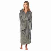 SaneShoppe - Women's Stripe Jacquard Soft Warm Long Dressing Gown with Belt and Pockets Cosy Shawl Collar Loungewear Robe By Daisy Dreamer