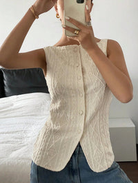 SaneShoppe-Geometric Texture Women's Summer Sleeveless Shirt