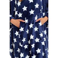 SaneShoppe - Women's Super Soft Oversized Hooded Poncho Blanket with Stars & Polka Dot Design for Indoor & Outdoor Use by Daisy Dreamer