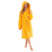 SaneShoppe - Women's Super Soft Plush Fleece Hooded Bathrobe Fluffy Velvet Loungewear Long Sleeve Cosy Winter Dressing Gown Spa Essential by Daisy Dreamer
