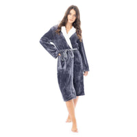 SaneShoppe - Women's Super Soft Plush Fleece Hooded Bathrobe Fluffy Velvet Loungewear Long Sleeve Cosy Winter Dressing Gown Spa Essential by Daisy Dreamer