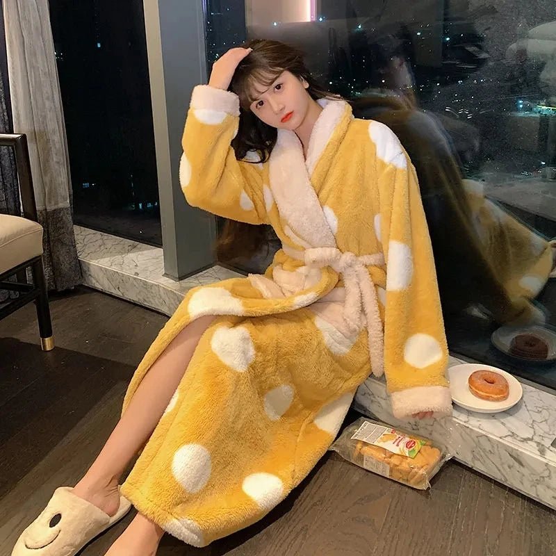 SaneShoppe-Women's Plush Velvet Bathrobe for Fall and Winter, Long or Extra-Long