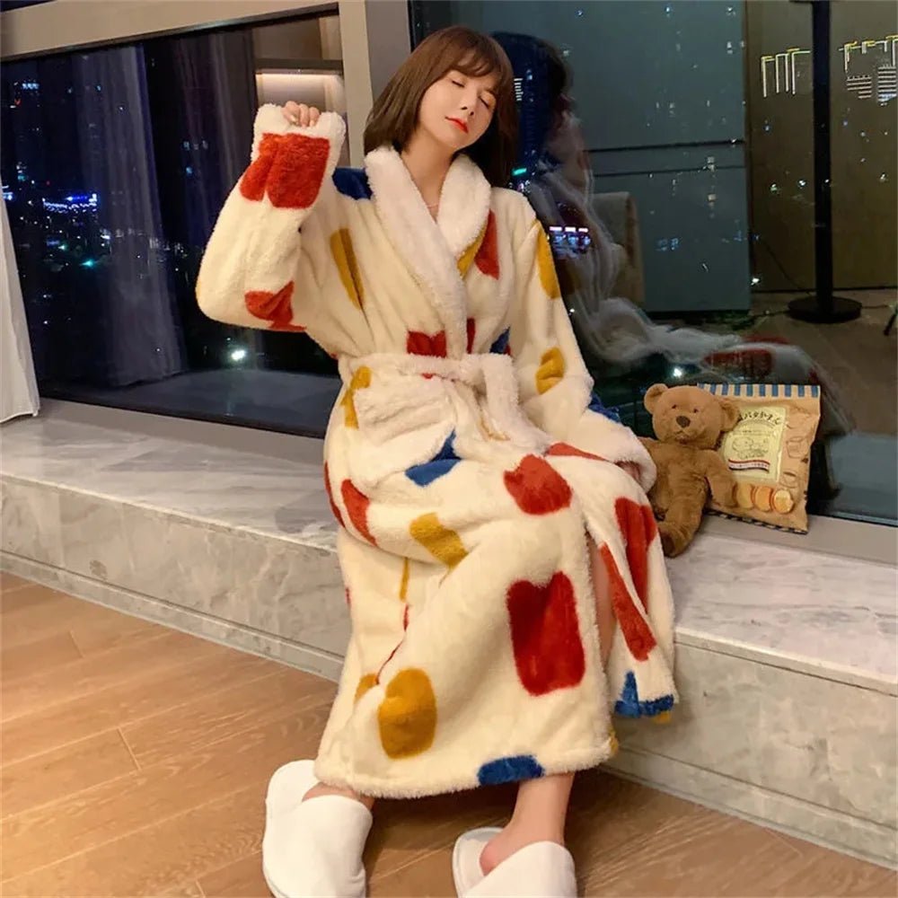 SaneShoppe-Women's Plush Velvet Bathrobe for Fall and Winter, Long or Extra-Long