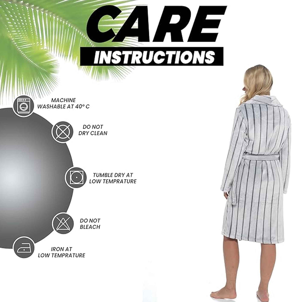 SaneShoppe - Women's Ultra Soft Velvet Fleece Hooded Bathrobe with Shawl Collar Shadow Stripe Design Grey and Charcoal All Sizes by Daisy Dreamer