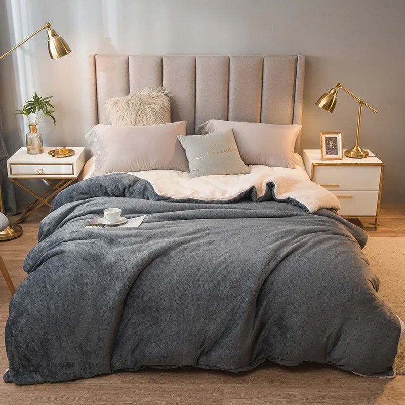 SaneShoppe - Wool Throw Blanket Keep Warm Winter Bed Blankets Double Sided Queen Duvet Cover Camping Double Bed Cover Bedspread On The Bed