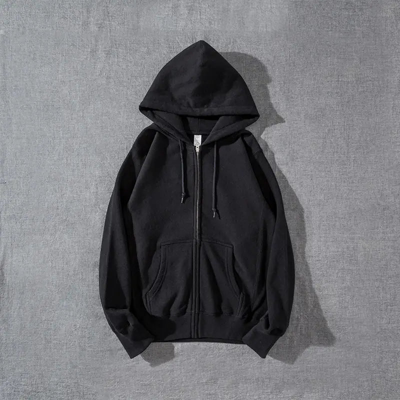SaneShoppe - Zip Hooded men & Women Sweatshirt Navy Blue Wear Loose Autumn Solid Color Hoodie ﻿