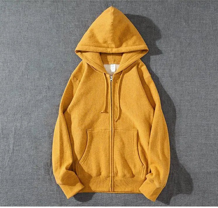 SaneShoppe - Zip Hooded men & Women Sweatshirt Navy Blue Wear Loose Autumn Solid Color Hoodie ﻿