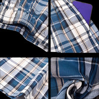 SaneShoppe - 100% Cotton Men's Plaid Boxer Shorts - Comfortable, Loose Fit Sleepwear.