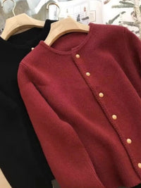 SaneShoppe - 2024 Crew neck 100 pure cashmere cardigan small fragrant coat women's spring and autumn loose wool knit sweater