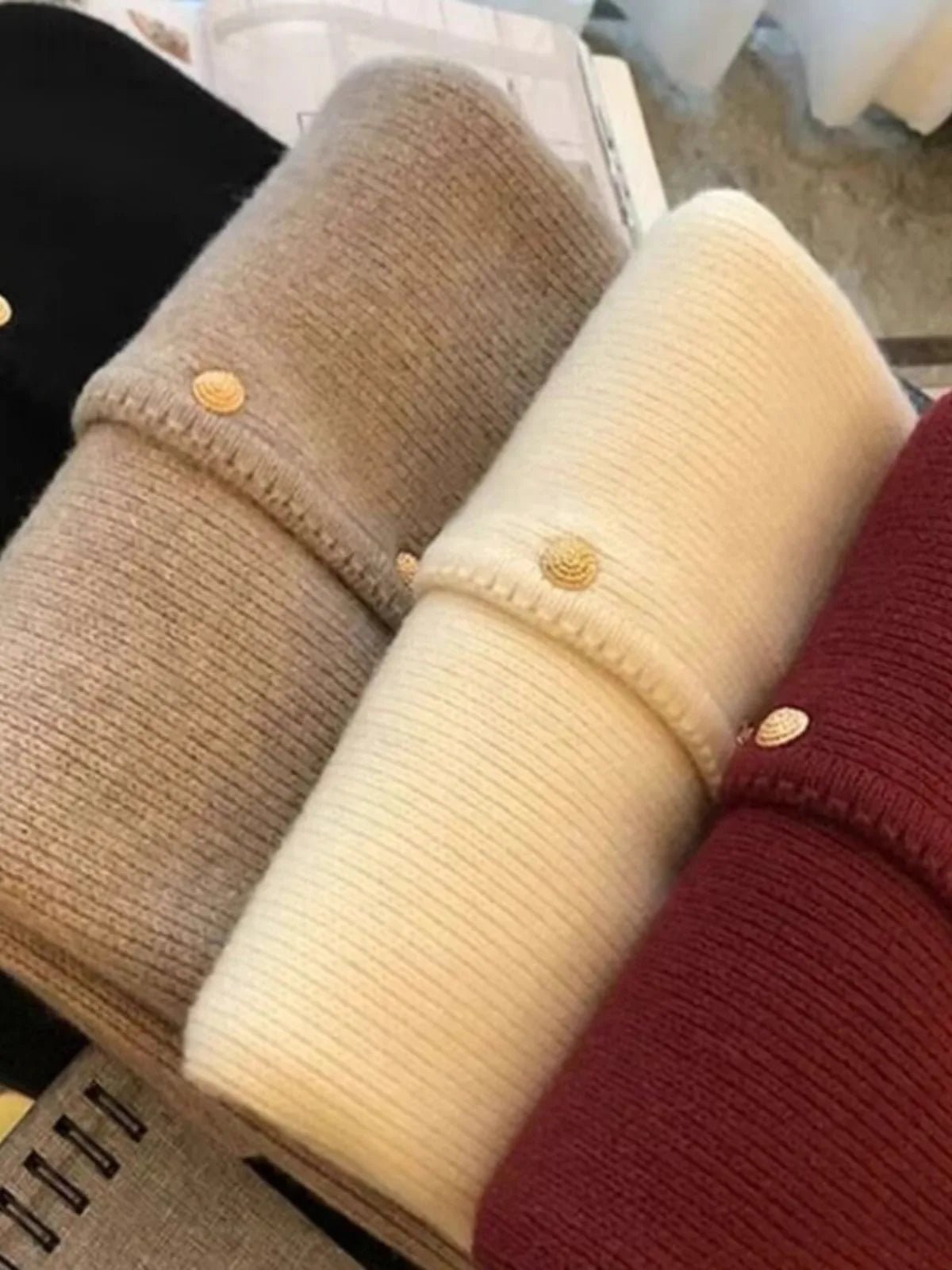 SaneShoppe 2024 Crew neck 100 pure cashmere cardigan small fragrant coat women's spring and autumn loose wool knit sweater