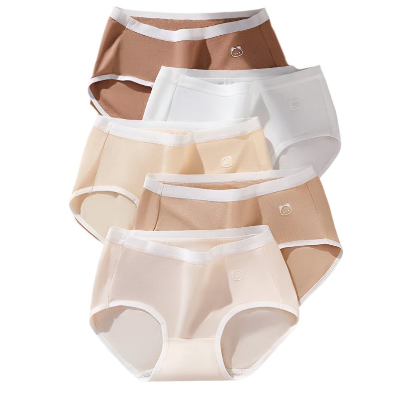 SaneShoppe - 5 - Pack Women's Cotton Panties: Breathable, Cute Print, Soft Low Waist Briefs.