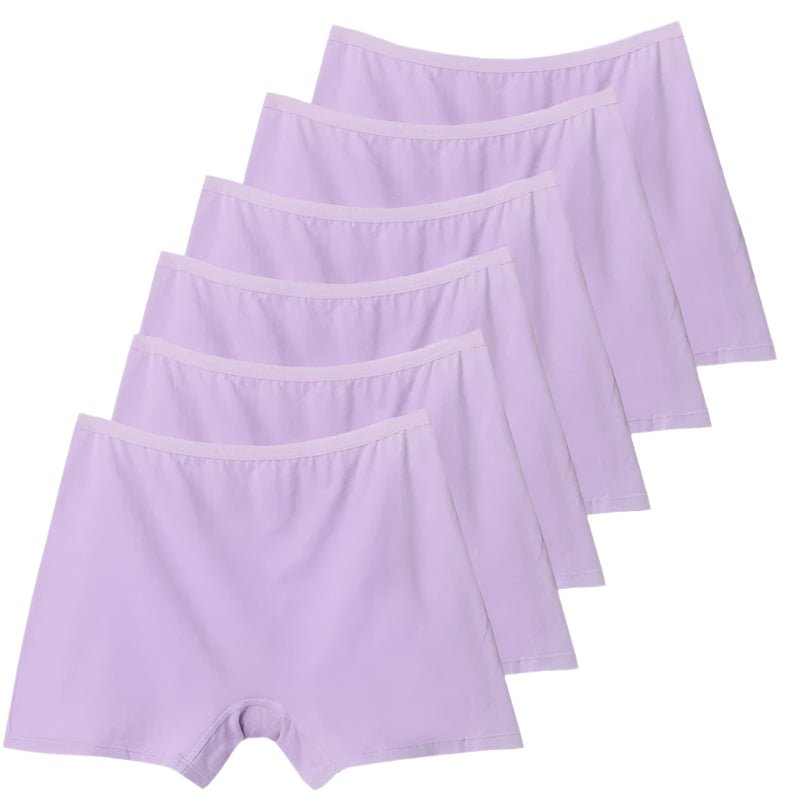 SaneShoppe - 6pcs Cotton Women's Plus Size High Waist Boxer Briefs Safety Panties