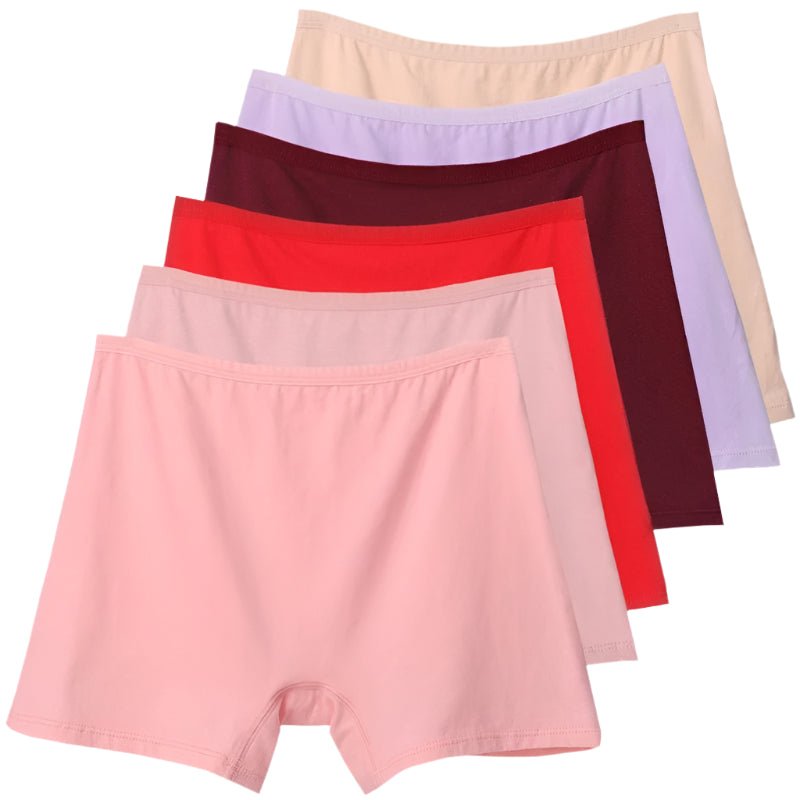SaneShoppe - 6pcs Cotton Women's Plus Size High Waist Boxer Briefs Safety Panties