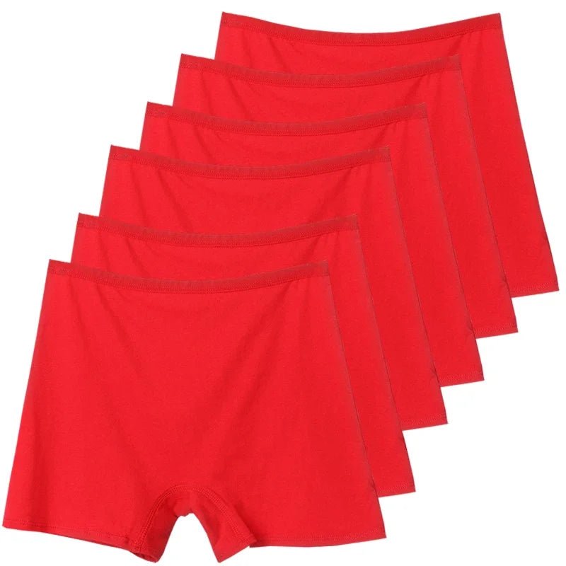 SaneShoppe - 6pcs Cotton Women's Plus Size High Waist Boxer Briefs Safety Panties