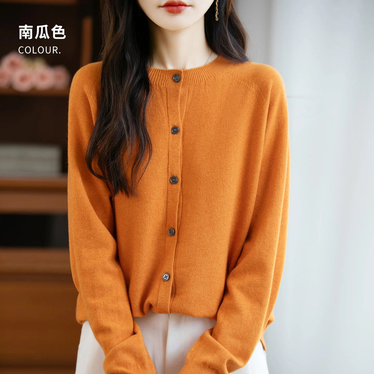 SaneShoppe-Cozy Merino Wool Knit Cardigan - Elegant Winter Sweater for Women