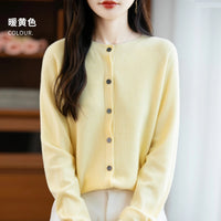 SaneShoppe-Cozy Merino Wool Knit Cardigan - Elegant Winter Sweater for Women