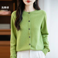 SaneShoppe-Cozy Merino Wool Knit Cardigan - Elegant Winter Sweater for Women