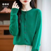 SaneShoppe-Cozy Merino Wool Knit Cardigan - Elegant Winter Sweater for Women
