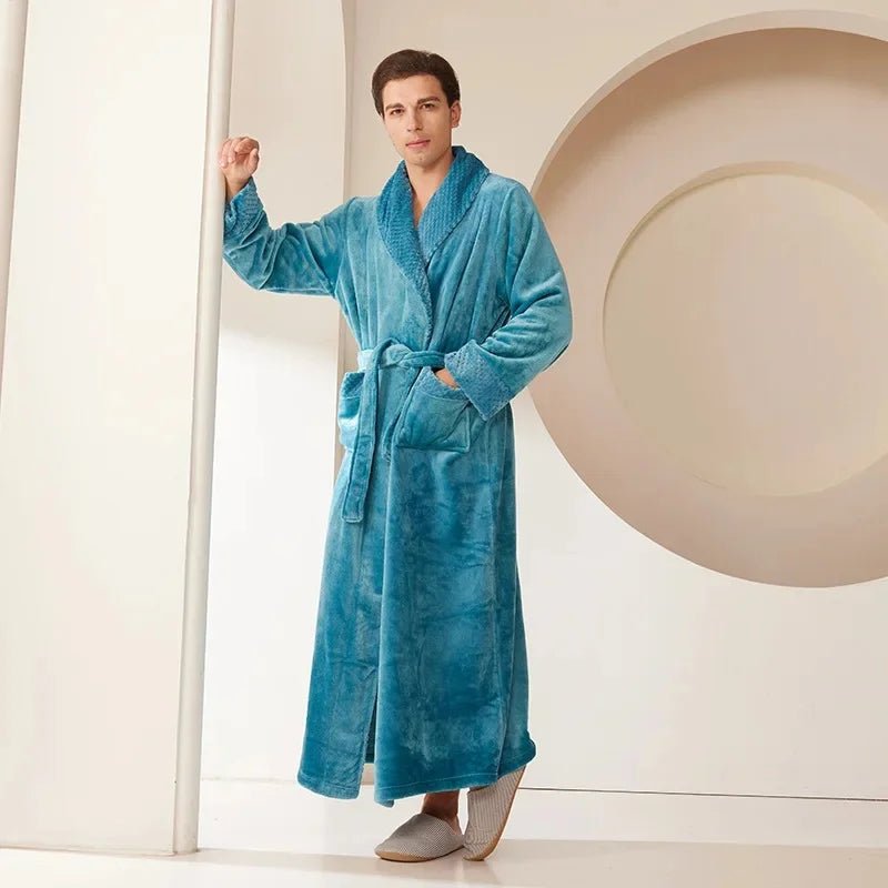 SaneShoppe Coral Fleece Oversize Couple's Bathrobe - Autumn Winter Sleepwear