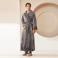 SaneShoppe Coral Fleece Oversize Couple's Bathrobe - Autumn Winter Sleepwear
