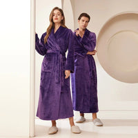 SaneShoppe - Coral Fleece Oversize Couple's Bathrobe - Autumn Winter Sleepwear